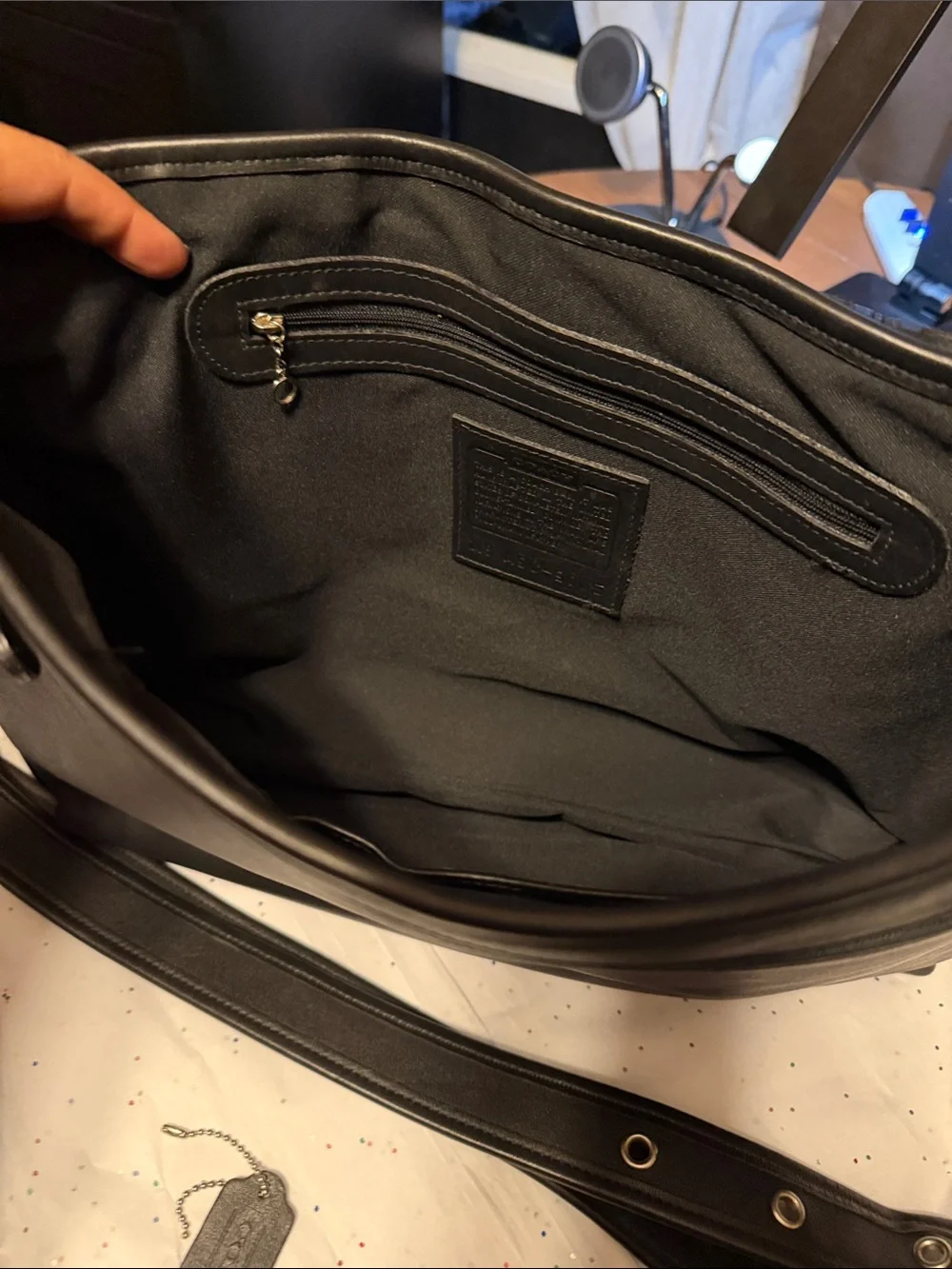 Coach Black Leather Men's Messenger Bag with Adjustable Strap